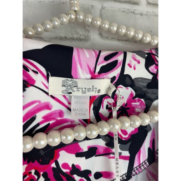 Aryeh NWT Women's Pink Black Floral Print Activewear Dress Sz Small - Picture 3 of 5